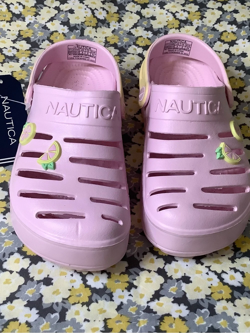 Nautica Kids Pink Slip-On Sandals with Lemon Charms